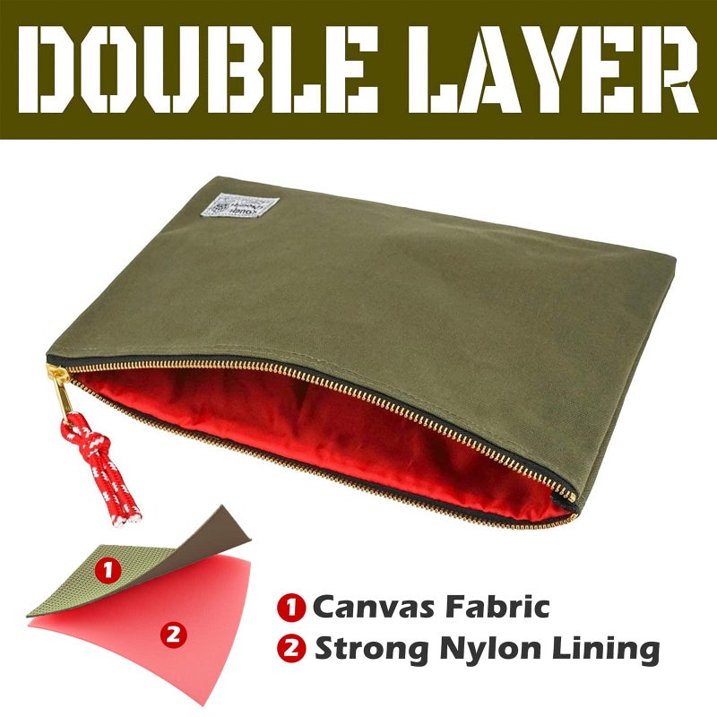 RE ROUGH ENOUGH Rough Enough Important Document Organizer Safe File Folder Bag Holder Letter Size with Zipper for Office School College Teacher Art Supplies Canvas - Image 3